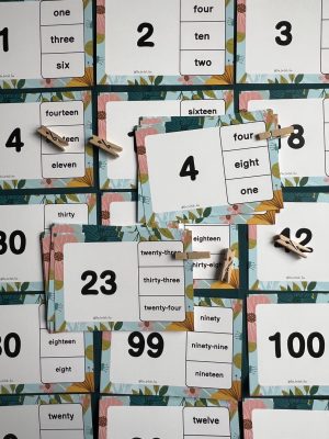 Number clip cards - 40 cartes + pinces - Nombres de 1 à 100 en anglais