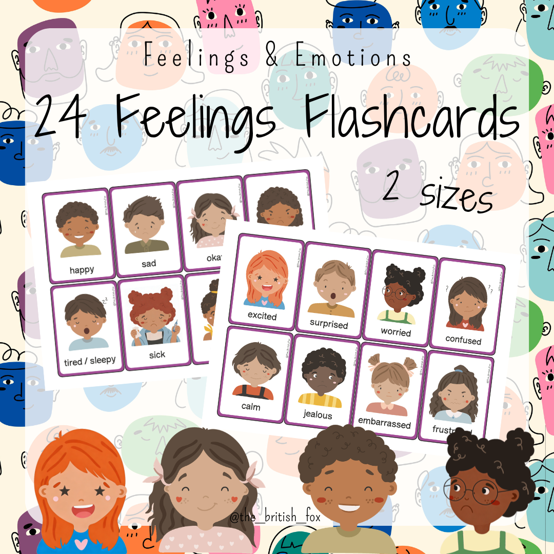 Flashcards Feelings & Emotions - 24 émotions en anglais ESL