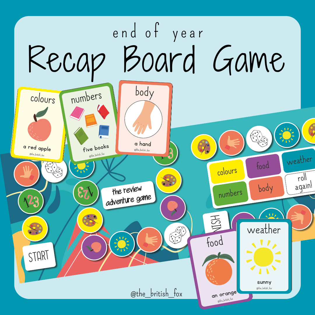 End of Year Recap Board Game - Jeu de révision cycle 2 anglais